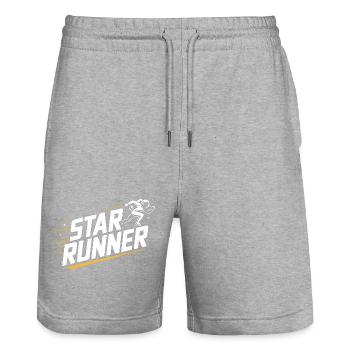 Star Runner – Cooles Lauflogo - Stanley/Stella Unisex Bio Joggingshorts Trainer  - Grau meliert - Vorne - Nik (191cm) & Marisol (170cm)