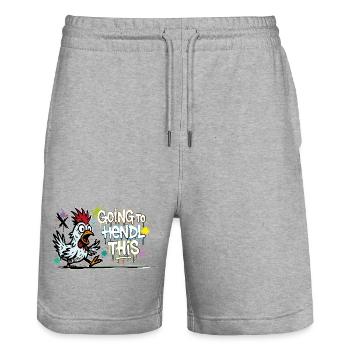 Going to Hendl This Graffiti Denglisch Spruch - Stanley/Stella Trainer Unisex Organic Jogging Shorts - heather grey - Front - Nik (191cm) & Marisol (170cm)