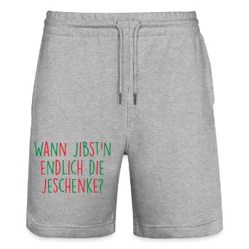 Gifts Christmas - Stanley/Stella Trainer Unisex Organic Jogging Shorts - heather grey - Front - Nik (191cm) & Marisol (170cm)