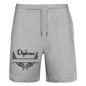 Diplôme in Laurel Wreath with Namespace - Stanley/Stella Trainer Unisex Organic Jogging Shorts - heather grey - Front - Nik (191cm) & Marisol (170cm)