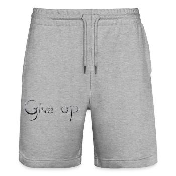 Give Up Heart Lettering - Stanley/Stella Trainer Unisex Organic Jogging Shorts - heather grey - Front - Nik (191cm) & Marisol (170cm)