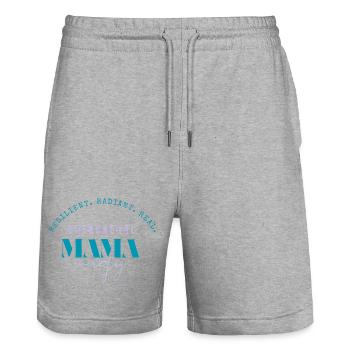 T-shirt énergétique Mama phénoménal - Short de jogging bio TRAINER Stanley/Stella unisexe - gris chiné - Devant - Nik (191cm) & Marisol (170cm)