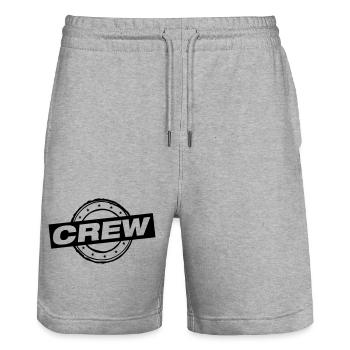 Crew Stamp - Stanley/Stella Trainer Unisex Organic Jogging Shorts - heather grey - Front - Nik (191cm) & Marisol (170cm)