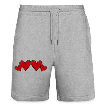 Herzen Symbol Liebe - Stanley/Stella Unisex Bio Joggingshorts Trainer  - Grau meliert - Vorne - Nik (191cm) & Marisol (170cm)