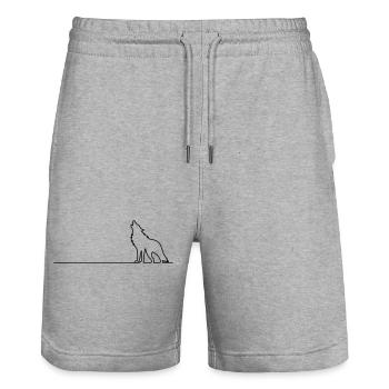 Wolf Outline - Stanley/Stella Trainer Unisex Organic Jogging Shorts - heather grey - Front - Nik (191cm) & Marisol (170cm)