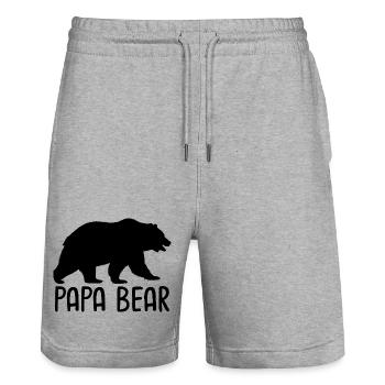 Papa Bear - Stanley/Stella Unisex Bio Joggingshorts Trainer  - Grau meliert - Vorne - Nik (191cm) & Marisol (170cm)