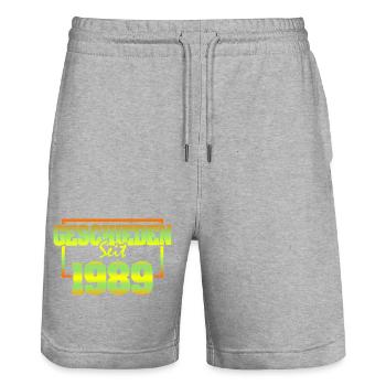 1989 - Stanley/Stella Trainer Unisex Organic Jogging Shorts - heather grey - Front - Nik (191cm) & Marisol (170cm)