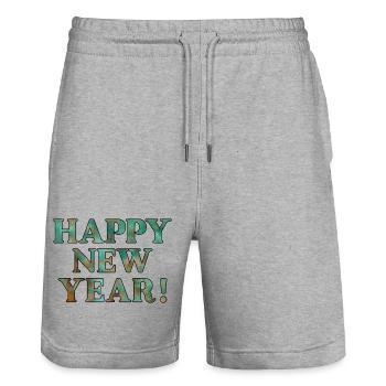 Frohes neues Jahr, Wünsche - Stanley/Stella Unisex Bio Joggingshorts Trainer  - Grau meliert - Vorne - Nik (191cm) & Marisol (170cm)