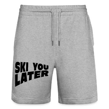 Ski You Later Fun Ski Saying - Stanley/Stella Trainer Unisex Organic Jogging Shorts - heather grey - Front - Nik (191cm) & Marisol (170cm)