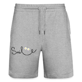 Blumiges Lächeln in Schreibschrift - Stanley/Stella Unisex Bio Joggingshorts Trainer  - Grau meliert - Vorne - Nik (191cm) & Marisol (170cm)