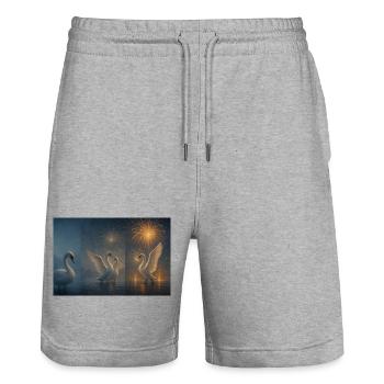 Lasst die Schwäne tanzen - Stanley/Stella Unisex Bio Joggingshorts Trainer  - Grau meliert - Vorne - Nik (191cm) & Marisol (170cm)