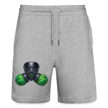 BELGOXYGÈNE - Belgium - Stanley/Stella Trainer Unisex Organic Jogging Shorts - heather grey - Front - Nik (191cm) & Marisol (170cm)