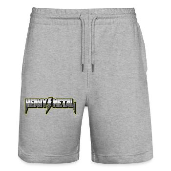Heavy Metal 3D Type Logo with Lightning - Stanley/Stella Trainer Unisex Organic Jogging Shorts - heather grey - Front - Nik (191cm) & Marisol (170cm)