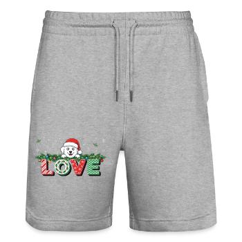 Love Bichon Frisé Weihnachten Hund Niedlich Xmas - Stanley/Stella Unisex Bio Joggingshorts Trainer  - Grau meliert - Vorne - Nik (191cm) & Marisol (170cm)