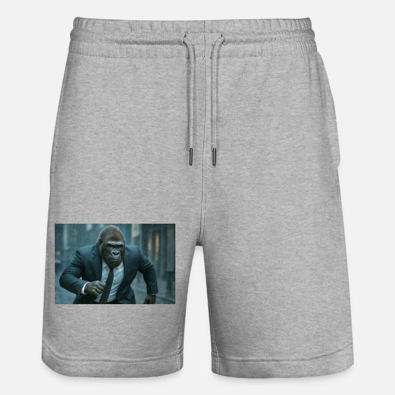 Gorille d’affaires sous la pluie - Short de jogging bio TRAINER Stanley/Stella unisexe - gris chiné