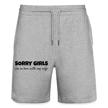 Vergeben Ehemann Stolz Liebesbeweis Romantisch - Stanley/Stella Unisex Bio Joggingshorts Trainer  - Grau meliert - Vorne - Nik (191cm) & Marisol (170cm)