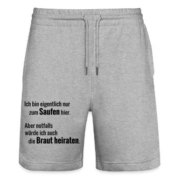Marier la mariée - Short de jogging bio TRAINER Stanley/Stella unisexe - gris chiné - Devant - Nik (191cm) & Marisol (170cm)
