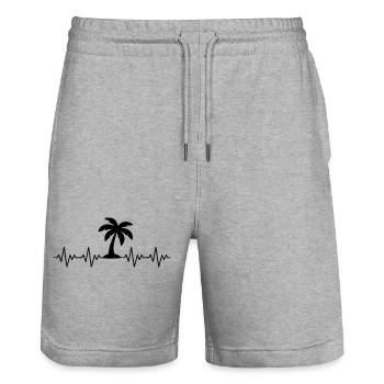 Palme Palmen Sonne Ferien EKG Herzschlag - Stanley/Stella Unisex Bio Joggingshorts Trainer  - Grau meliert - Vorne - Nik (191cm) & Marisol (170cm)