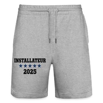 2025 Plumber Occupation Plumber Job Work - Stanley/Stella Trainer Unisex Organic Jogging Shorts - heather grey - Front - Nik (191cm) & Marisol (170cm)
