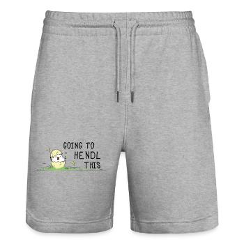Going to Hendl This Pun Chick Chicken Egg Hen - Stanley/Stella Trainer Unisex Organic Jogging Shorts - heather grey - Front - Nik (191cm) & Marisol (170cm)