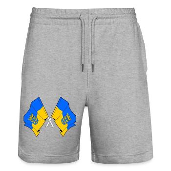 Lower Austria Crossed Flags - Stanley/Stella Trainer Unisex Organic Jogging Shorts - heather grey - Front - Nik (191cm) & Marisol (170cm)