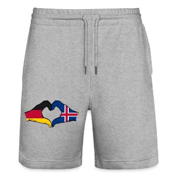 Allemagne Drapeau Islandaise Mains Forme de cœur - Short de jogging bio TRAINER Stanley/Stella unisexe - gris chiné - Devant - Nik (191cm) & Marisol (170cm)