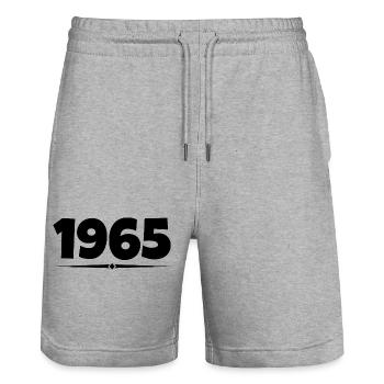 cadeau 1965 - Short de jogging bio TRAINER Stanley/Stella unisexe - gris chiné - Devant - Nik (191cm) & Marisol (170cm)