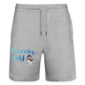 Frozen Winter Snowman - Stanley/Stella Trainer Unisex Organic Jogging Shorts - heather grey - Front - Nik (191cm) & Marisol (170cm)