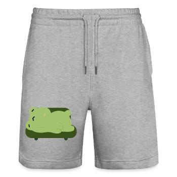 Schlafiger Frosch-Couch-Kumpel - Stanley/Stella Unisex Bio Joggingshorts Trainer  - Grau meliert - Vorne - Nik (191cm) & Marisol (170cm)