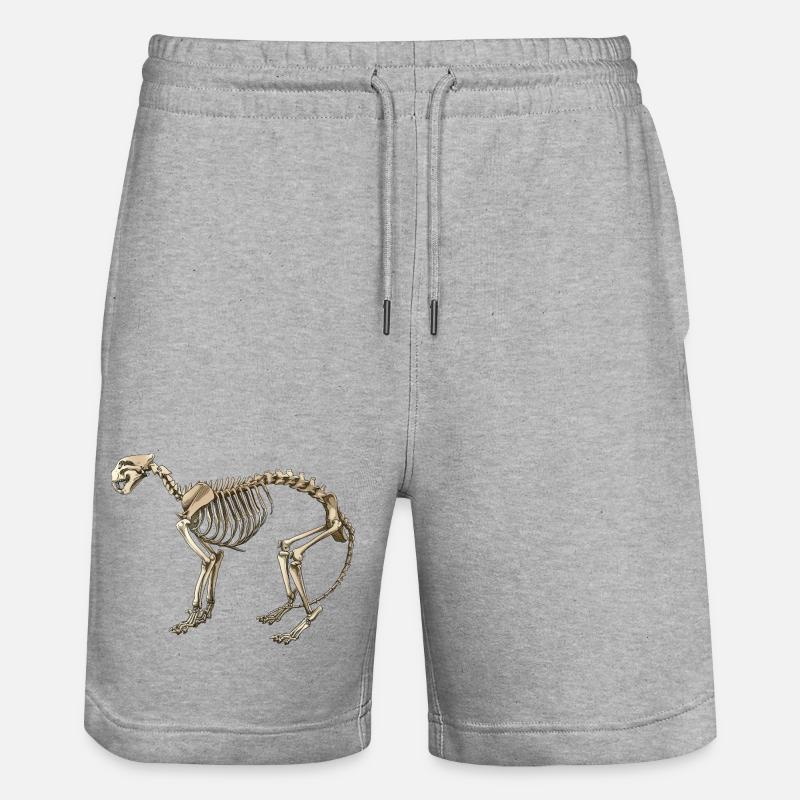Illustration : Squelette de chat - Short de jogging bio TRAINER Stanley/Stella unisexe - gris chiné
