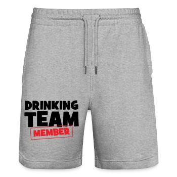 Drinking Team Member / Alcool - Short de jogging bio TRAINER Stanley/Stella unisexe - gris chiné - Devant - Nik (191cm) & Marisol (170cm)