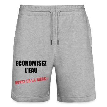 Save water, drink beer - Stanley/Stella Trainer Unisex Organic Jogging Shorts - heather grey - Front - Nik (191cm) & Marisol (170cm)