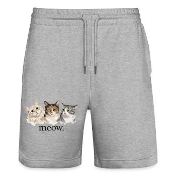Cats meow funny cat lovers funny meow - Stanley/Stella Trainer Unisex Organic Jogging Shorts - heather grey - Front - Nik (191cm) & Marisol (170cm)