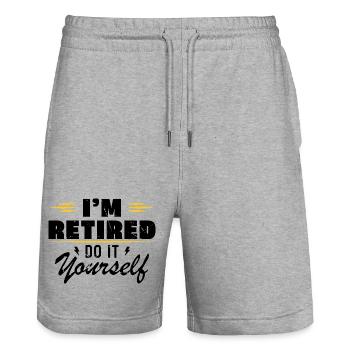 Ich bin im Ruhestand, mach es selbst. Schenk Ruhestand - Stanley/Stella Unisex Bio Joggingshorts Trainer  - Grau meliert - Vorne - Nik (191cm) & Marisol (170cm)