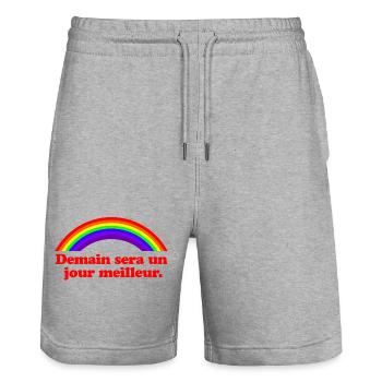 Demain sera un jour meilleur - Arc-en-ciel - Short de jogging bio TRAINER Stanley/Stella unisexe - gris chiné - Devant - Nik (191cm) & Marisol (170cm)