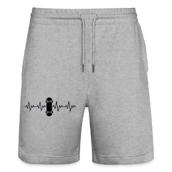 Skateboard Skateboarder EKG Herzschlag - Stanley/Stella Unisex Bio Joggingshorts Trainer  - Grau meliert - Vorne - Nik (191cm) & Marisol (170cm)