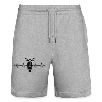 Moped Scooter ECG Heartbeat Heart Rate - Stanley/Stella Trainer Unisex Organic Jogging Shorts - heather grey - Front - Nik (191cm) & Marisol (170cm)