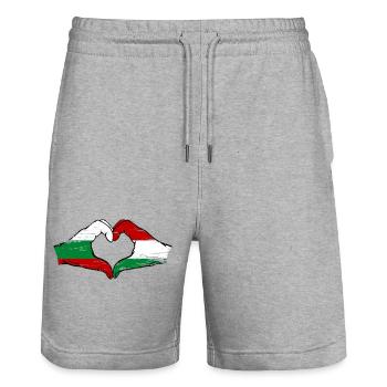 Drapeau Bulgarie Hongrie Mains en forme de cœur - Short de jogging bio TRAINER Stanley/Stella unisexe - gris chiné - Devant - Nik (191cm) & Marisol (170cm)