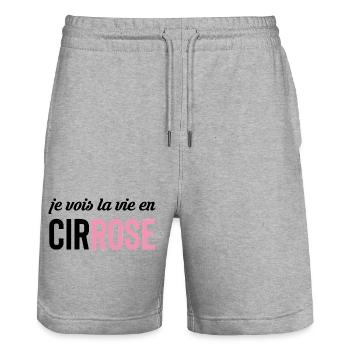 Je vois la vie en cirrose - Short de jogging bio TRAINER Stanley/Stella unisexe - gris chiné - Devant - Nik (191cm) & Marisol (170cm)