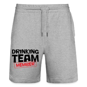 Mitglied des Trinkteams / Alkohol - Stanley/Stella Unisex Bio Joggingshorts Trainer  - Grau meliert - Vorne - Nik (191cm) & Marisol (170cm)
