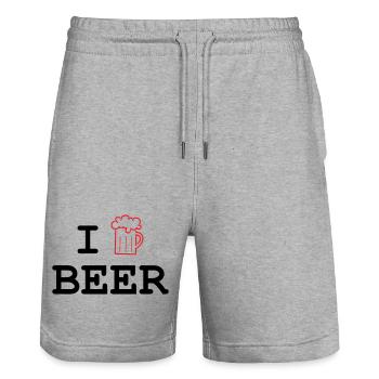 J'aime la bière / Alcool - Short de jogging bio TRAINER Stanley/Stella unisexe - gris chiné - Devant - Nik (191cm) & Marisol (170cm)