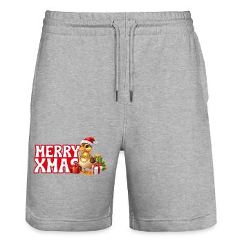 Joyeux Noël - Canard de Noël - Short de jogging bio TRAINER Stanley/Stella unisexe - gris chiné - Devant - Nik (191cm) & Marisol (170cm)