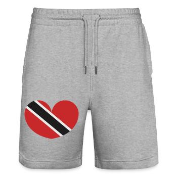Herzförmige Flagge von Trinidad und Tobago - Stanley/Stella Unisex Bio Joggingshorts Trainer  - Grau meliert - Vorne - Nik (191cm) & Marisol (170cm)