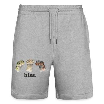 Schlangenzischen Lustiges Schlangenliebhaber Lusti - Stanley/Stella Unisex Bio Joggingshorts Trainer  - Grau meliert - Vorne - Nik (191cm) & Marisol (170cm)