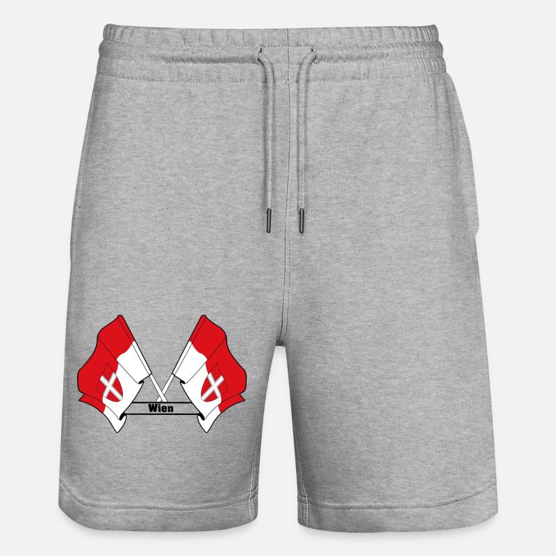 Drapeaux de Vienne avec texte - Short de jogging bio TRAINER Stanley/Stella unisexe - gris chiné