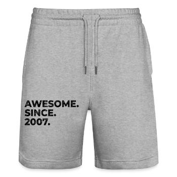 Awesome since 2007 | Birthday | Gift - Stanley/Stella Trainer Unisex Organic Jogging Shorts - heather grey - Front - Nik (191cm) & Marisol (170cm)