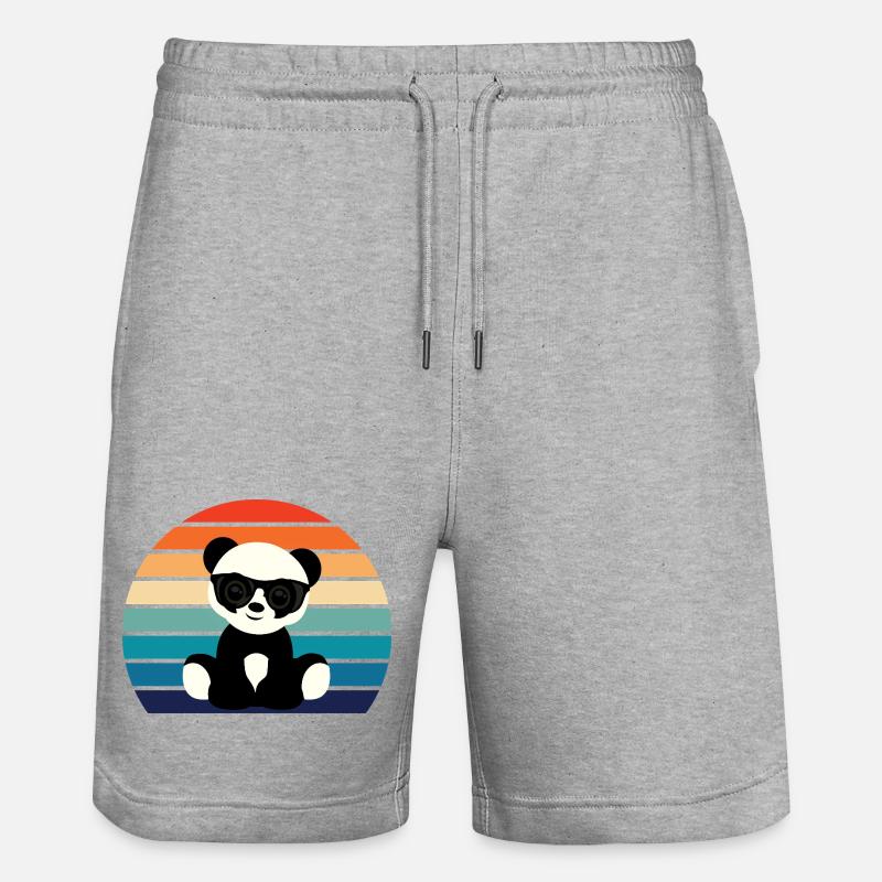 Cool Panda Graphic - Stanley/Stella Unisex Bio Joggingshorts Trainer  - Grau meliert