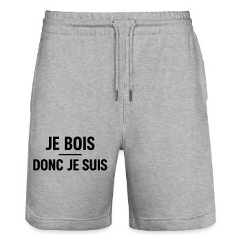 Je Bois Donc Je Suis Humour Apéro - Short de jogging bio TRAINER Stanley/Stella unisexe - gris chiné - Devant - Nik (191cm) & Marisol (170cm)