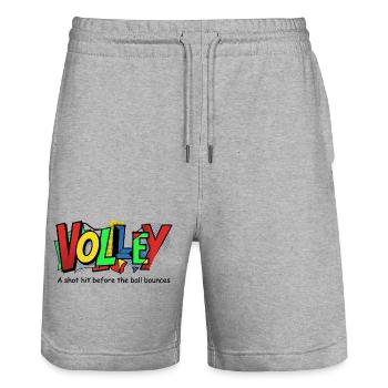 Conception de volley de tennis pour entraîneurs et fans de tennis - Short de jogging bio TRAINER Stanley/Stella unisexe - gris chiné - Devant - Nik (191cm) & Marisol (170cm)