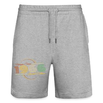 Art unique du design rétro du 60e anniversaire Vintage 1966 - Short de jogging bio TRAINER Stanley/Stella unisexe - gris chiné - Devant - Nik (191cm) & Marisol (170cm)